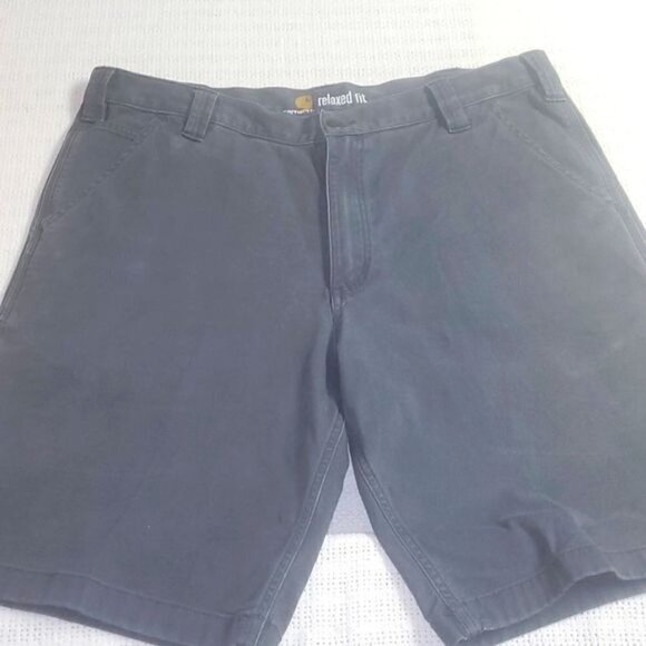 Carhartt Relaxed Fit Carpenter High Rise Flat Front Gray Sz 38 Shorts w pockets - Picture 1 of 7